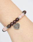 BRACCIALE IN GRANATO E QUARZO ROSA - Ottimismo, speranza e amore | Scopri su Clorophilla Shop