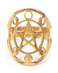 ANELLO FASI LUNARI PENTAGRAMMA - Acciaio inox oro | Scopri su Clorophilla Shop