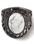 ANELLO CON HOWLITE IN OTTONE - Serenità ed equilibrio emotivo - Clorophilla Shop