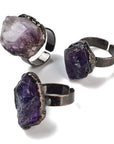 ANELLO CON PEPITA DI AMETISTA GREZZA - Calma e rilassamento - Clorophilla Shop