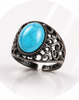 ANELLO CON TURCHESE SINTETICO IN OTTONE - Regolabile - Clorophilla Shop