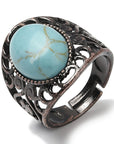 ANELLO CON TURCHESE SINTETICO IN OTTONE - Regolabile - Clorophilla Shop