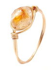 Anello in Citrino Naturale in filo di rame – Abbondanza e Prosperità - Clorophilla Shop