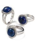 ANELLO IN LAPISLAZZULI PLACCATO PLATINO - Saggezza, comunicazione e intuizione - Clorophilla Shop