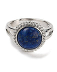 ANELLO IN LAPISLAZZULI PLACCATO PLATINO - Saggezza, comunicazione e intuizione - Clorophilla Shop