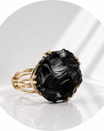ANELLO PEPITA DI OSSIDIANA NERA - Protezione e radicamento - Clorophilla Shop