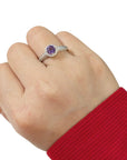 ANELLO SOLITARIO TONDO CON AMETISTA IN ARGENTO 925 - Calma e rilassamento - Clorophilla Shop