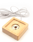Base luminosa LED in legno massello per pietre, cristalli, piramidi e sfere - Caricatore USB - Clorophilla Shop