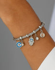 BRACCIALE AMULETO NAZAR ACCIAIO INOX ARGENTO - Protezione malocchio - Clorophilla Shop