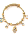 BRACCIALE AMULETO NAZAR ACCIAIO INOX ORO - Protezione malocchio - Clorophilla Shop