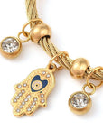 BRACCIALE AMULETO NAZAR ACCIAIO INOX ORO - Protezione malocchio - Clorophilla Shop