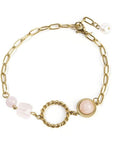 Bracciale con cubo sfaccettato in Quarzo rosa - Acciaio inox - Clorophilla Shop