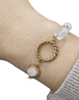 Bracciale con cubo sfaccettato in Quarzo rosa - Acciaio inox - Clorophilla Shop