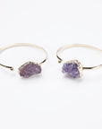 Bracciale con Drusa di Ametista in ottone sottile - Regolabile - Clorophilla Shop