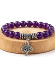 BRACCIALE IN AMETISTA CON ALBERO DELLA VITA - Calma e rilassamento - Clorophilla Shop