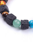 Bracciale in pietra lavica 7 chakra - Elastico - Clorophilla Shop