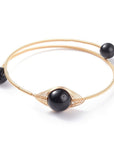 BRACCIALE RIGIDO IN OSSIDIANA NERA - Scudo energetico - Clorophilla Shop