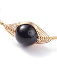 BRACCIALE RIGIDO IN OSSIDIANA NERA - Scudo energetico - Clorophilla Shop