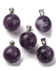 CIONDOLO SFERA IN LEPIDOLITE - Calma, equilibrio emotivo e serenità - Clorophilla Shop