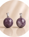 CIONDOLO SFERA IN LEPIDOLITE - Calma, equilibrio emotivo e serenità - Clorophilla Shop