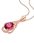 COLLANA CON TORMALINA ROSSA IN ARGENTO 925 PLACCATO ORO ROSA - Energia del cuore, vitalità e passione - Clorophilla Shop