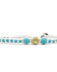 Samsara Cavigliera tibetana Shamballa con pietre - TURCHESE CELESTE FILO BIANCO | Scopri su Clorophilla Shop