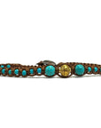 Samsara Cavigliera tibetana Shamballa con pietre - TURCHESE CELESTE FILO MARRONE | Scopri su Clorophilla Shop