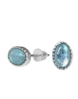 Orecchini a bottone con pietra Acquamarina - Clorophilla Shop