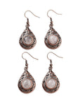 Orecchini pendenti a goccia con pietra Quarzo rosa - Clorophilla Shop