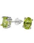 Orecchini solitario con Peridoto in rame bianco - Clorophilla Shop