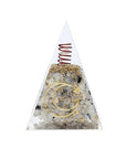 PIRAMIDE ORGONITE IN PIETRA DI LUNA CON SIMBOLO LUNA - Equilibrio e fertilità - Clorophilla Shop
