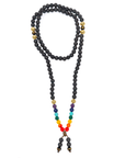 Samsara collana tibetana 7 CHAKRA con 7 pietre e Lava Nera - Mala 108 grani - Rosario Buddista Religioso - Clorophilla Shop