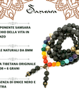 Samsara collana tibetana 7 CHAKRA con 7 pietre e Lava Nera - Mala 108 grani - Rosario Buddista Religioso - Clorophilla Shop