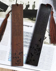 Segnalibro in palissandro e blackwood africano con incisione - Fiori di bamboo e prugna - Clorophilla Shop