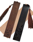 Segnalibro in palissandro e blackwood africano con incisione - Fiori di bamboo e prugna - Clorophilla Shop