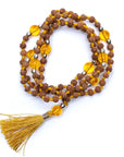 Mala Tibetana Rudraksha e Citrino Quarzo affumicato con Nappa - Collana Rosario 108 Grani | Scopri su Clorophilla Shop