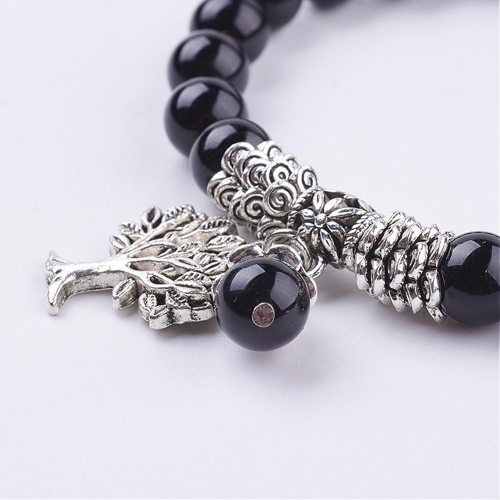 Bracciale in Pietra Agata nera con albero della vita - Protezione ed equilibrio | Scopri su Clorophilla Shop