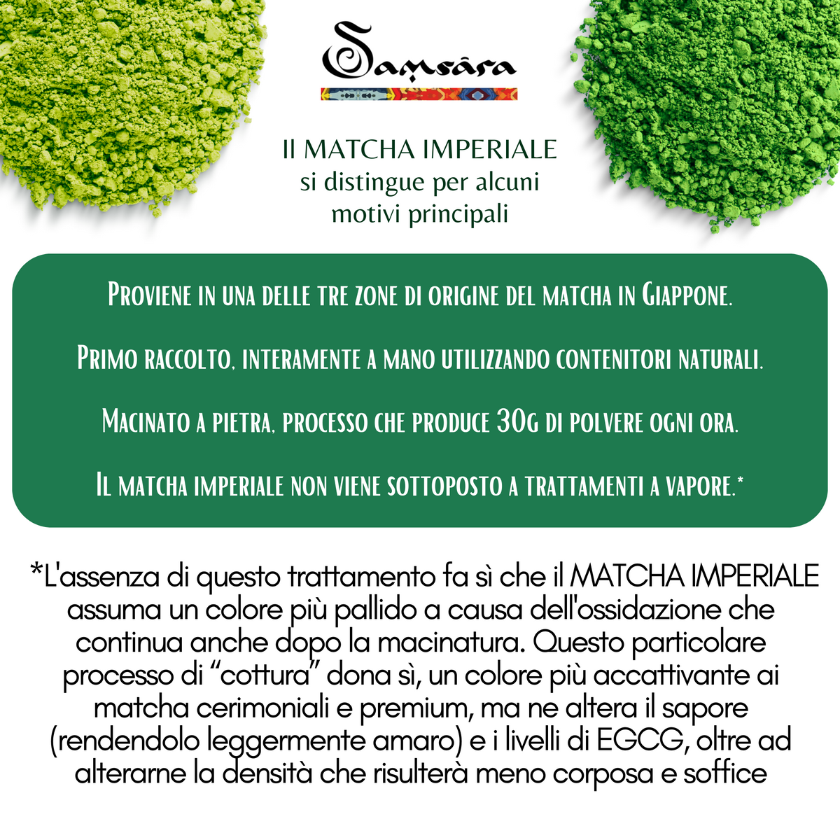SAMSARA - Matcha Cerimoniale Grado Imperiale, YAME Fukuoka. Raccolta manuale, macinatura pietra, no vapore, EGCG testato, e-guida, 25g | Scopri su Clorophilla Shop