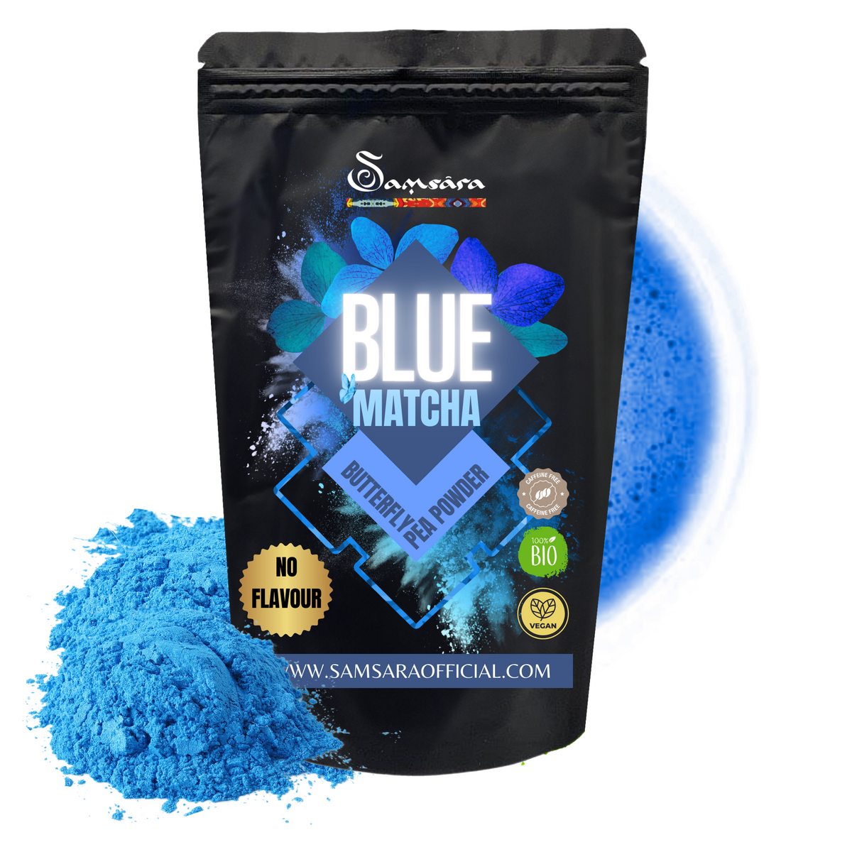 SAMSARA Tè Matcha BLU - SAPORE NATURALE| Fiori di Piselli blu Farfalla 100% Bio | Contro Ansia e Stress, Antiossidante Naturale, Made in Thailandia | Scopri su Clorophilla Shop