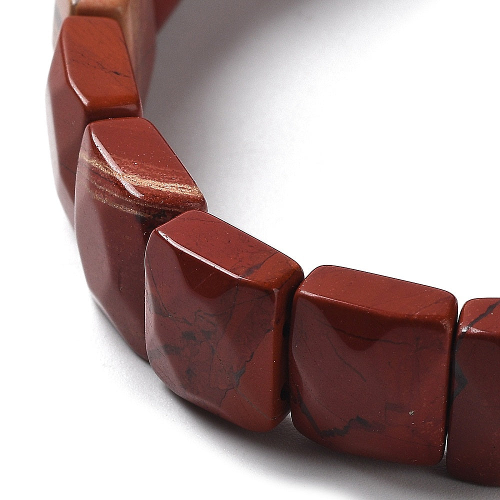 Bracciale sfaccettato in Pietra Diaspro rosso - Coraggio, determinazione e stabilità emotiva | Scopri su Clorophilla Shop