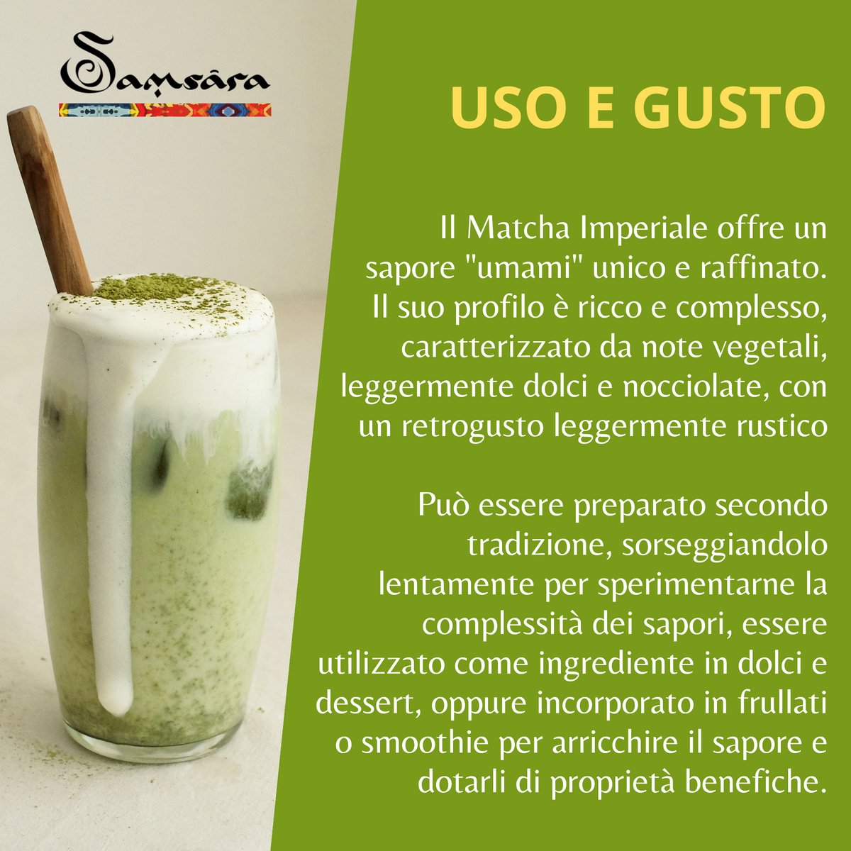 SAMSARA - Matcha Cerimoniale Grado Imperiale, YAME Fukuoka. Raccolta manuale, macinatura pietra, no vapore, EGCG testato, e-guida, 25g | Scopri su Clorophilla Shop