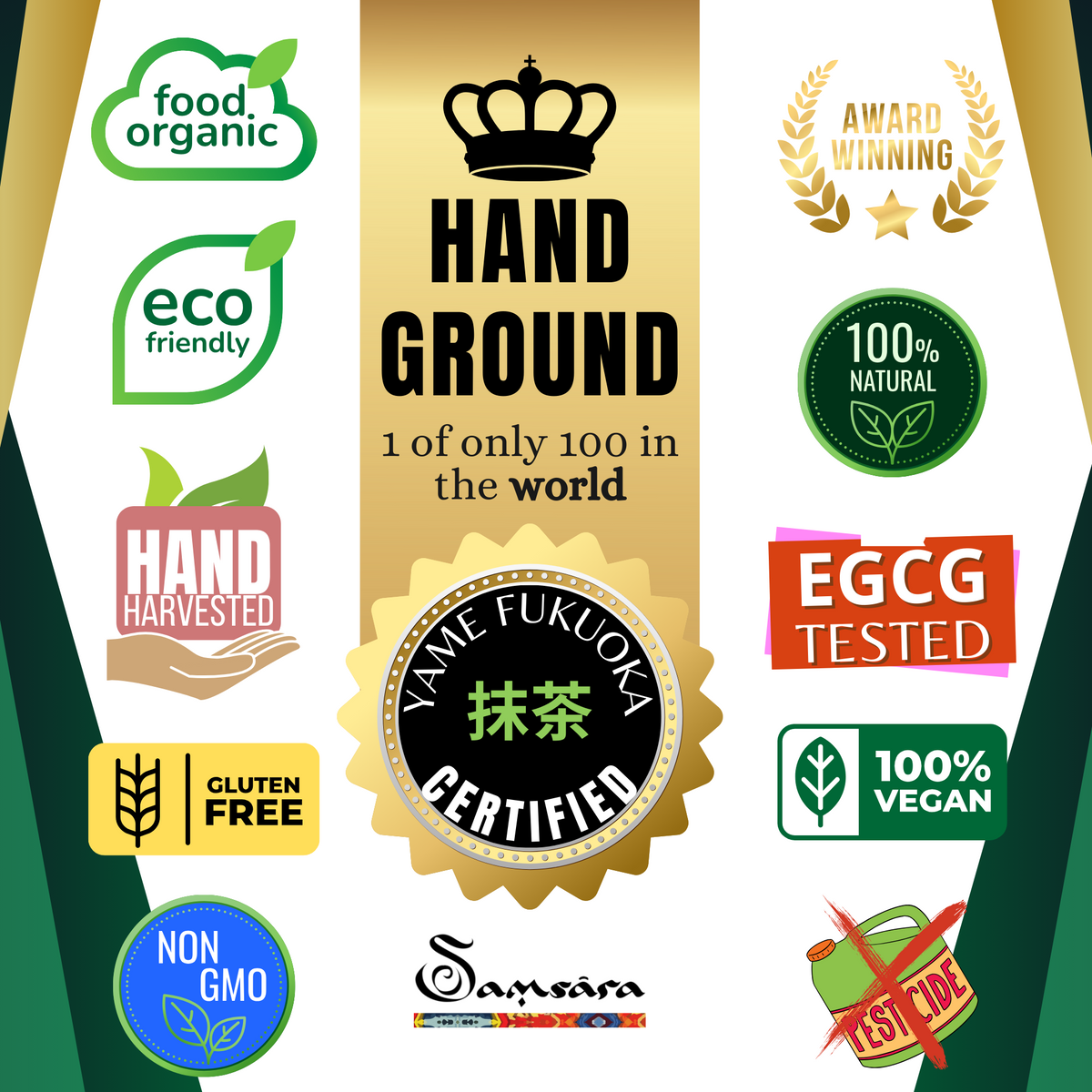 SAMSARA - Matcha Cerimoniale Grado Imperiale, YAME Fukuoka. Raccolta manuale, macinatura pietra, no vapore, EGCG testato, e-guida, 25g | Scopri su Clorophilla Shop