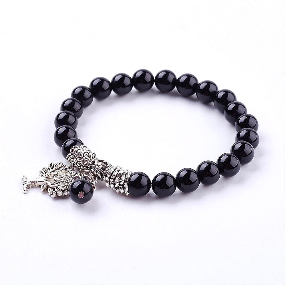 Bracciale in Pietra Agata nera con albero della vita - Protezione ed equilibrio | Scopri su Clorophilla Shop