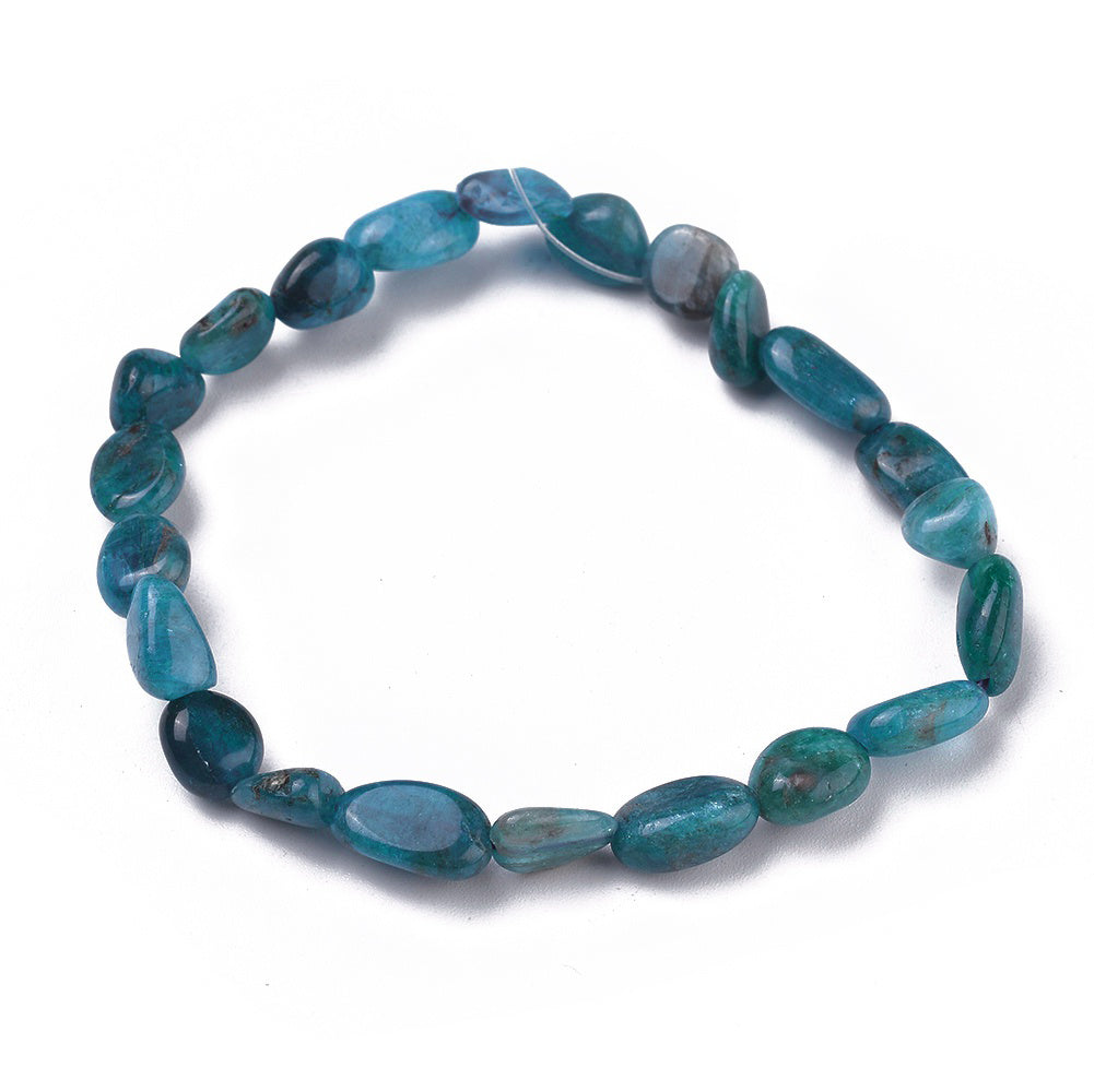 Bracciale elastico con pepite in Apatite - Motivazione, creatività e riequilibrio energetico | Scopri su Clorophilla Shop