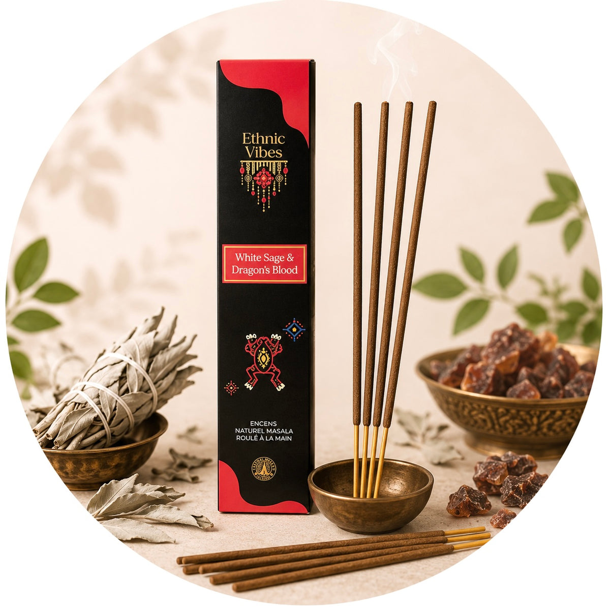 ETHNIC VIBES INCENSO IN BASTONCINI - Salvia bianca e Sangue di Drago | Scopri su Clorophilla Shop