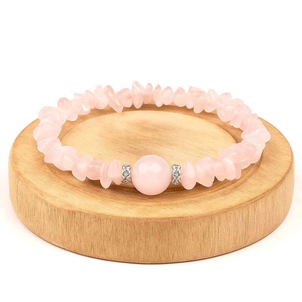 BRACCIALE SCAGLIE IN QUARZO ROSA - Amore e armonia | Scopri su Clorophilla Shop