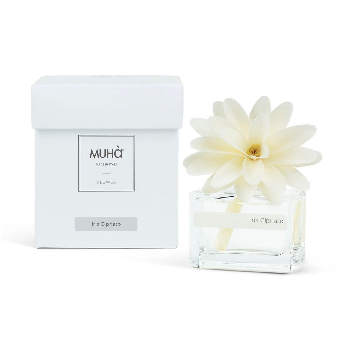 MUHÀ Flower Diffuser Profumatore d'ambiente con fiore - Iris Cipriato | Scopri su Clorophilla Shop