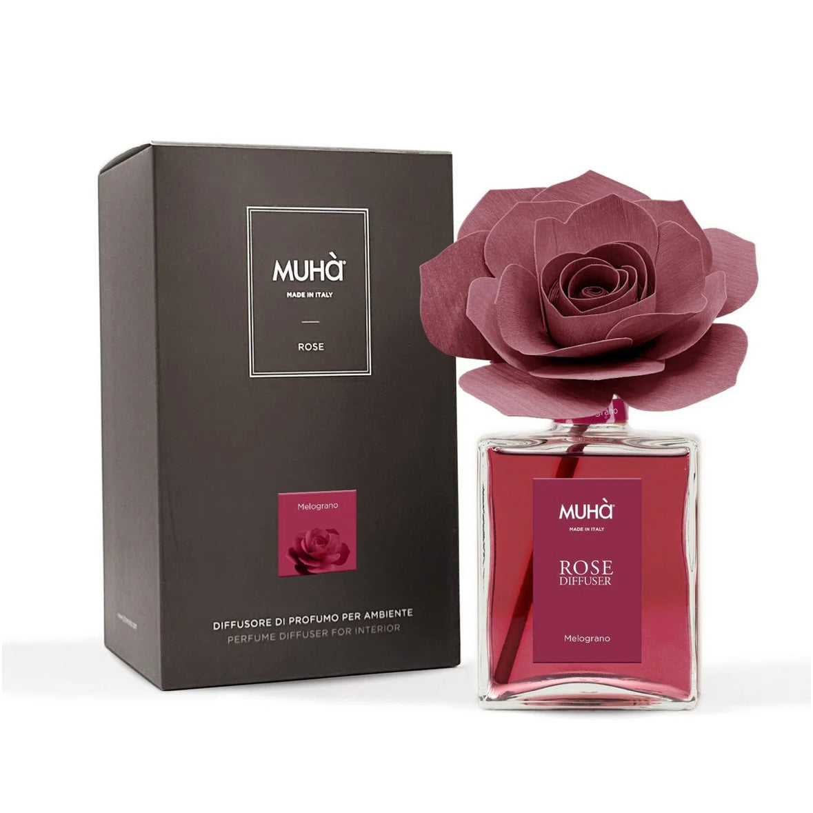 MUHÀ Rose Diffuser Profumatore ambiente con rosa - Melograno | Scopri su Clorophilla Shop