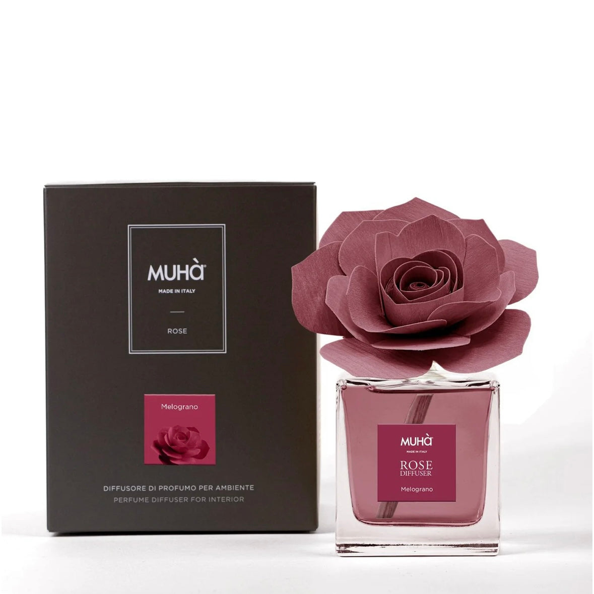 MUHÀ Rose Diffuser Profumatore ambiente con rosa - Melograno | Scopri su Clorophilla Shop