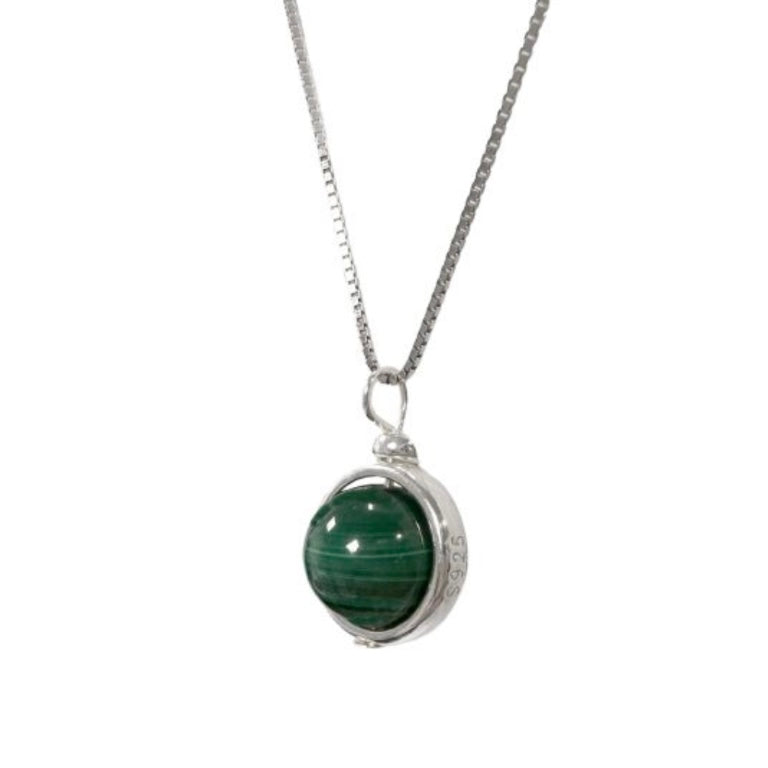 Collana con pendente a sfera in Malachite - Argento 925 | Scopri su Clorophilla Shop